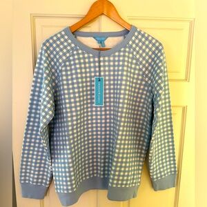 NWT Draper James Natalie light blue gingham sweatshirt. Size L